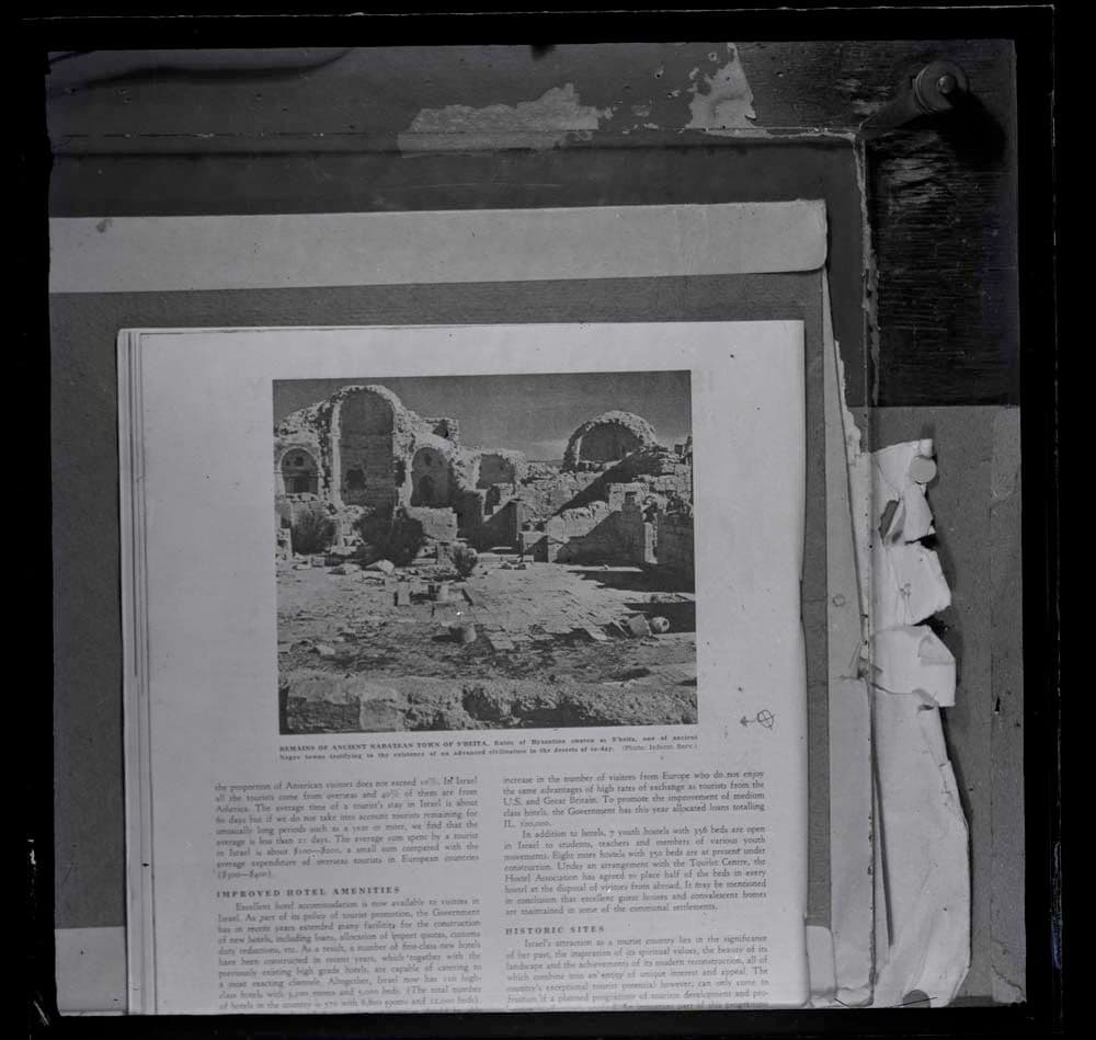 DTA Lantern Slide Library. Slide taken from unidentified publication, showing remains of Ancient Nabatean town of S’beita.