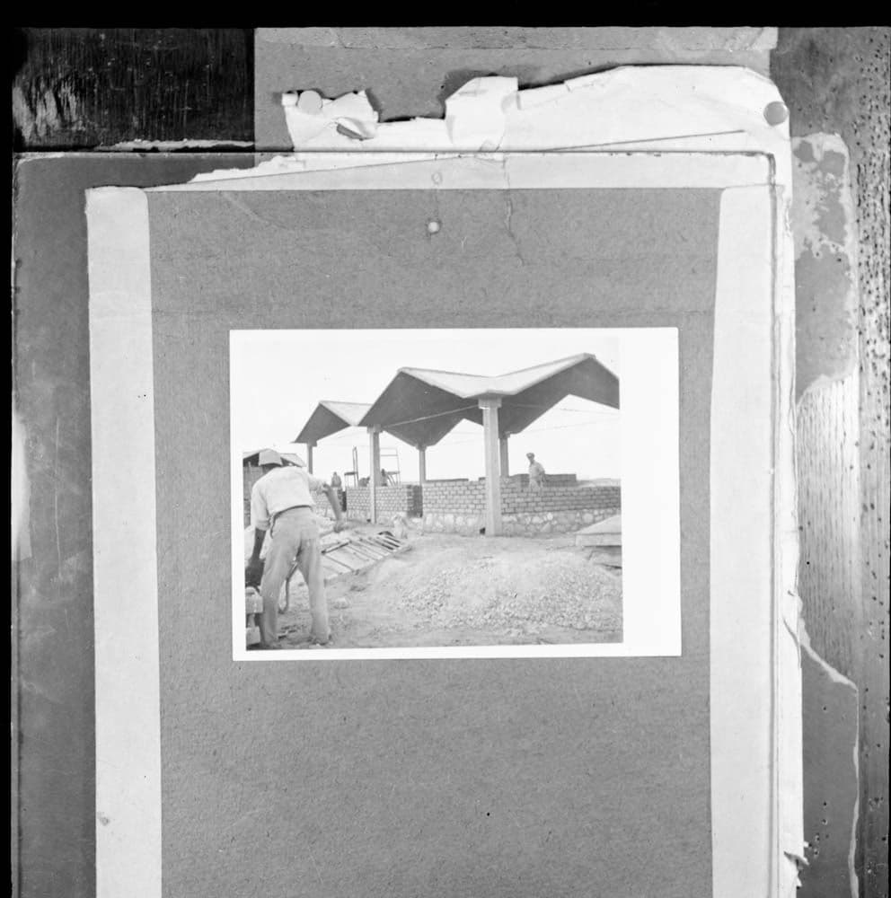 DTA Lantern Slide Library. Slide taken from an unidentified publication, showing a photograph of a construction of an unknown structure.