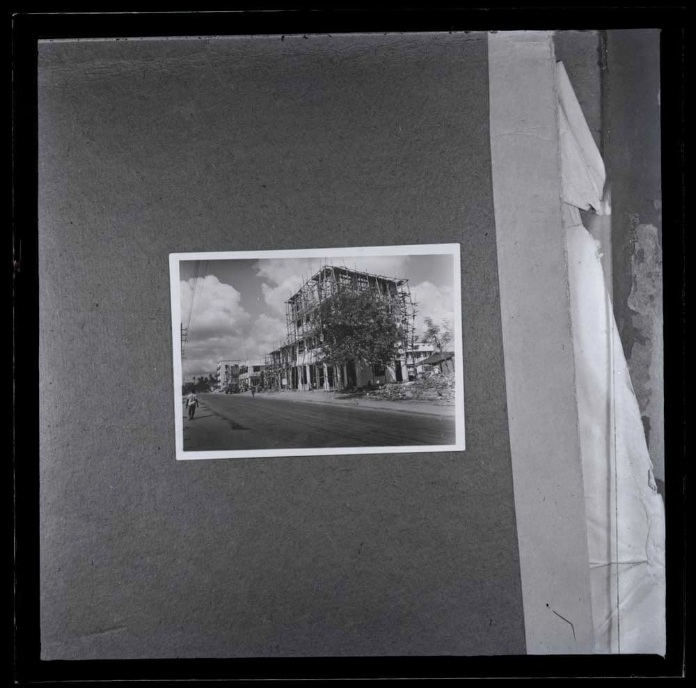 DTA Lantern Slide Library. Slide taken from an unidentified publication, showing a photograph of the construction of an unknown building.
