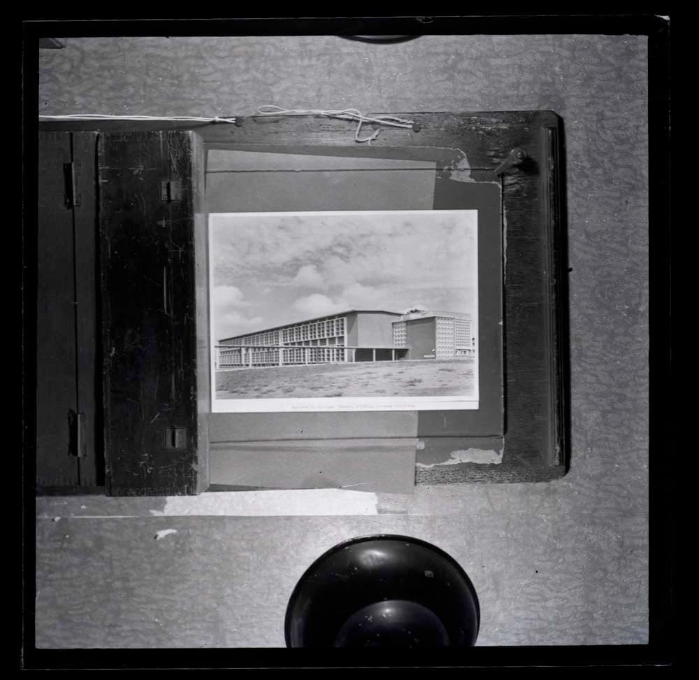 DTA Lantern Slide Library. Slide taken from an unidentified publication, showing a photograph  of the science building of the University College in Ibadan, Nigeria. 