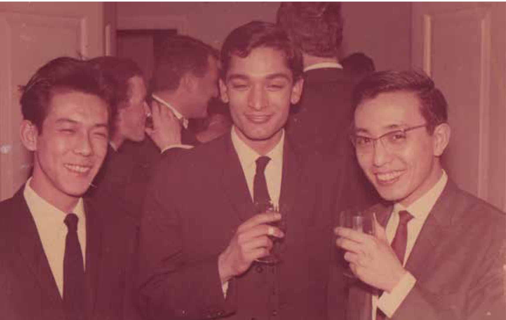 L-R: Denis Ong, Kamil Khan Mumtaz and Ong Chin Bee at Marguerite and Chotu Padamsee’s wedding,  London, 1960.. Photograph: K.K. Mumtaz.