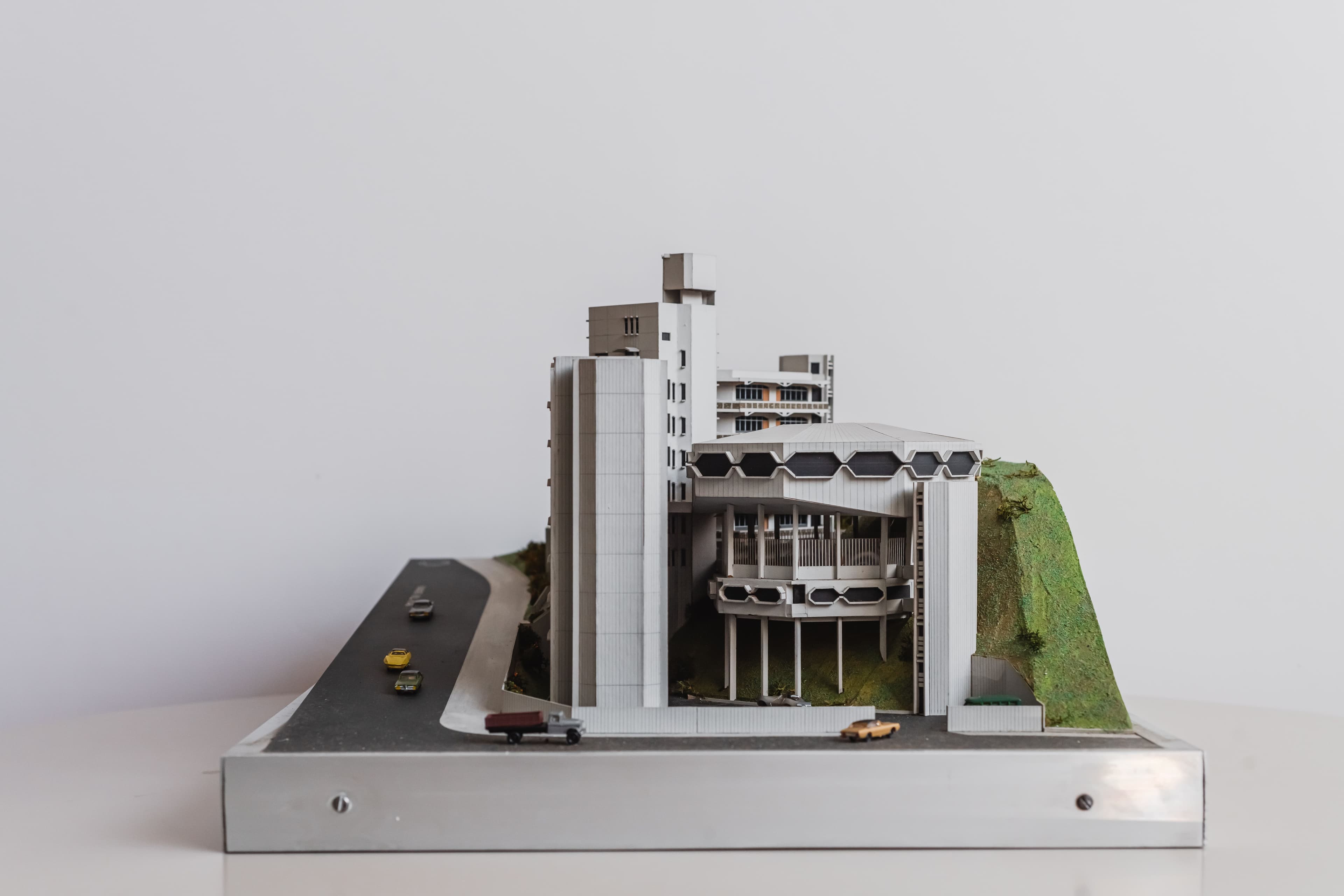 Ronald Poon. Original model of Stewards Pooi Tun Secondary School, Hong Kong, 1969-72. Photographer: Kevin Mak @1kmstudio. Image provided by Brutalism Hong Kong Research Group.