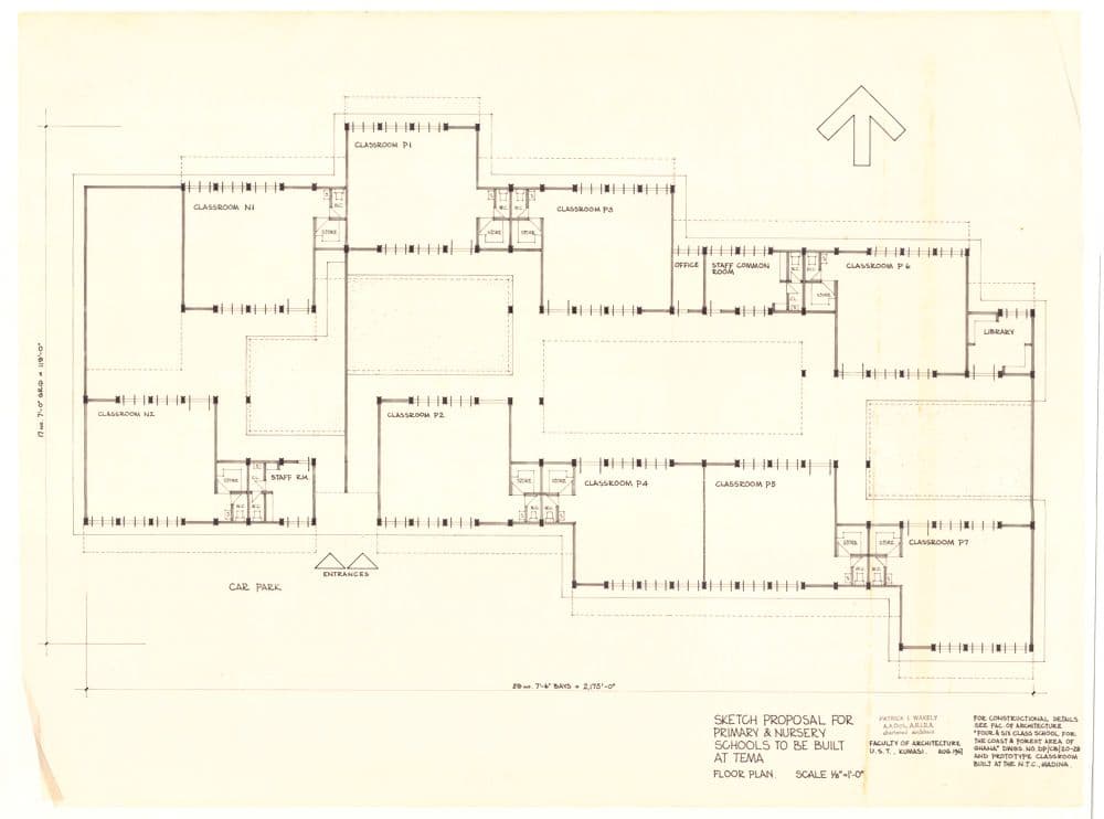 Patrick Wakely. Proposal for Primary and Nursery Schools at Tema, Ghana, 1967. AA Archives.