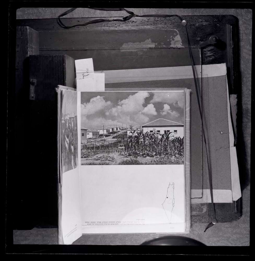 DTA Lantern Slide Library. Slide taken from unidentified publication, showing the rural houses of Beit Oved, an agricultural village located in central Israel.