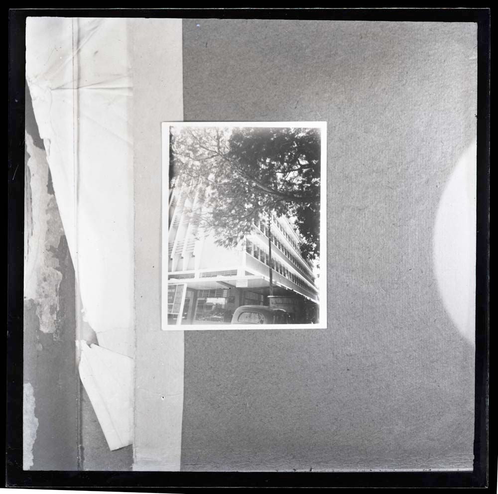 DTA Lantern Slide Library. Slide taken from an unidentified publication, showing a photograph of an unknown building. 