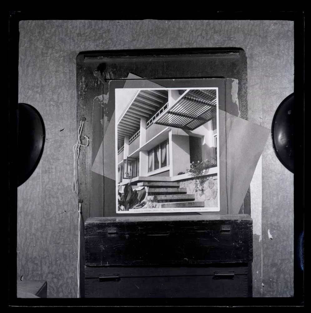 DTA Lantern Slide Library. Slide taken from an unidentified publication, showing a photograph of the vice principal’s house’s verandah of the Aburi Girls' School and Teacher Training College (also known as School & College) in Aburi, Ghana.