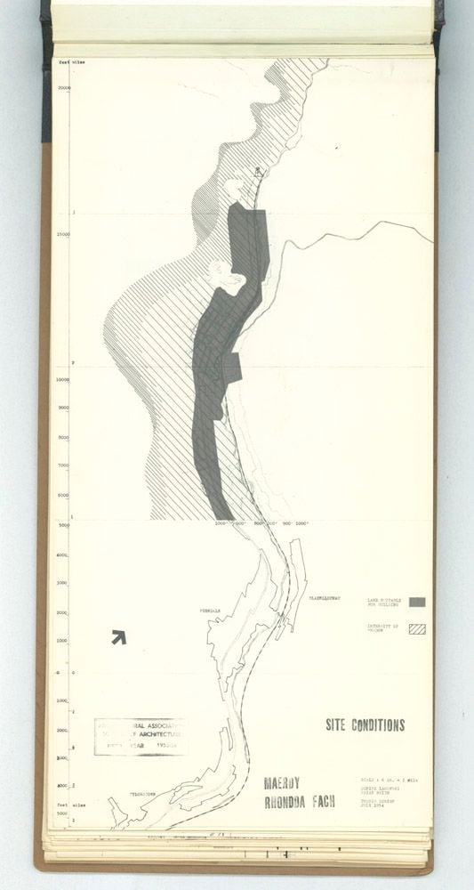 Denise Lakofski and Brian Smith, 'Maerdy Redevelopment, Rhondda Fach'. AA Fifth Year Thesis. The Architectural Archives, University of Pennsylvania. By the gift of Robert Venturi and Denise Scott Brown.