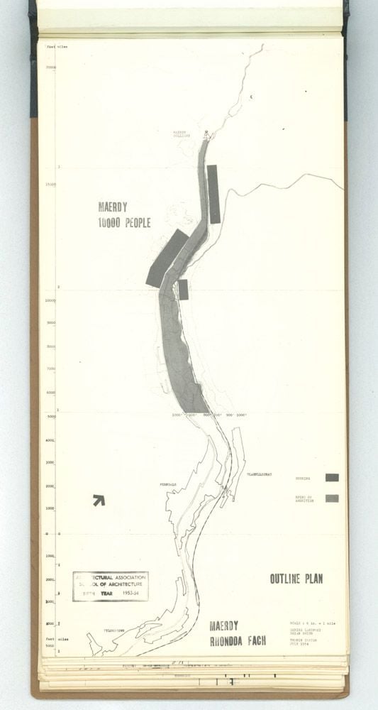 Denise Lakofski and Brian Smith, 'Maerdy Redevelopment, Rhondda Fach'. AA Fifth Year Thesis. The Architectural Archives, University of Pennsylvania. By the gift of Robert Venturi and Denise Scott Brown.