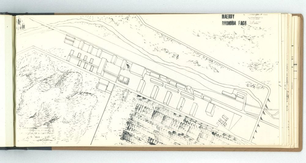 Denise Lakofski and Brian Smith, 'Maerdy Redevelopment, Rhondda Fach'. AA Fifth Year Thesis. The Architectural Archives, University of Pennsylvania. By the gift of Robert Venturi and Denise Scott Brown.