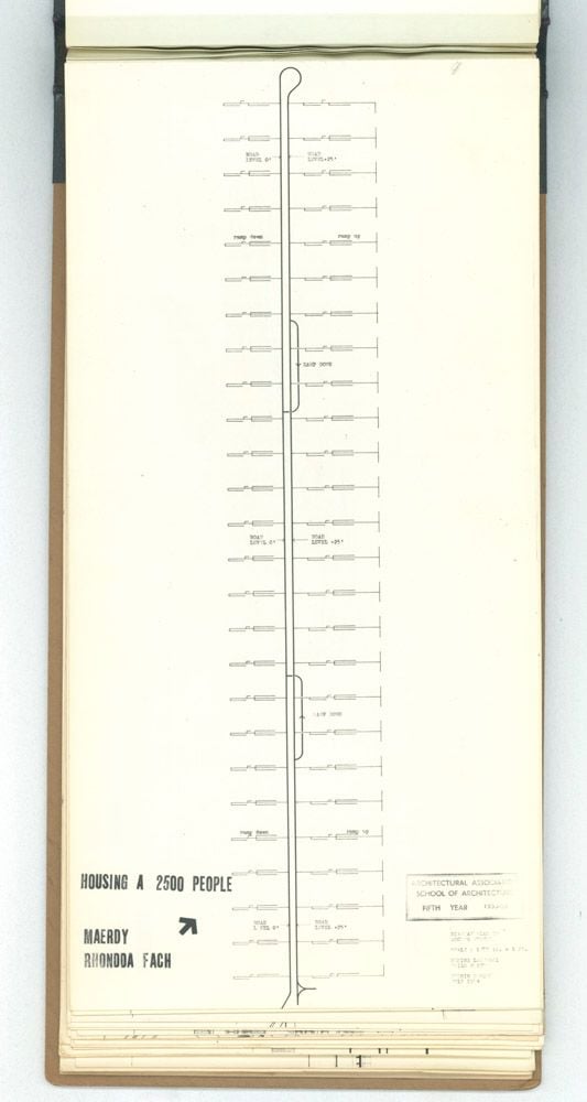 Denise Lakofski and Brian Smith, 'Maerdy Redevelopment, Rhondda Fach'. AA Fifth Year Thesis. The Architectural Archives, University of Pennsylvania. By the gift of Robert Venturi and Denise Scott Brown.