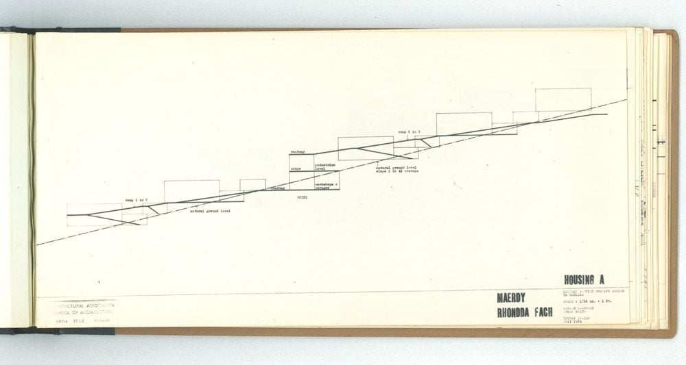 Denise Lakofski and Brian Smith, 'Maerdy Redevelopment, Rhondda Fach'. AA Fifth Year Thesis. The Architectural Archives, University of Pennsylvania. By the gift of Robert Venturi and Denise Scott Brown.