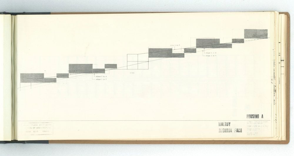 Denise Lakofski and Brian Smith, 'Maerdy Redevelopment, Rhondda Fach'. AA Fifth Year Thesis. The Architectural Archives, University of Pennsylvania. By the gift of Robert Venturi and Denise Scott Brown.