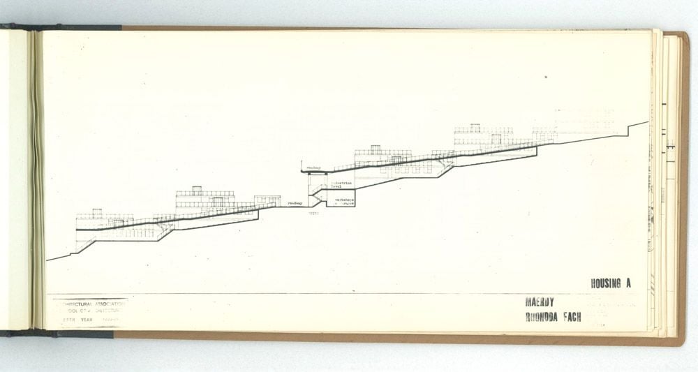 Denise Lakofski and Brian Smith, 'Maerdy Redevelopment, Rhondda Fach'. AA Fifth Year Thesis. The Architectural Archives, University of Pennsylvania. By the gift of Robert Venturi and Denise Scott Brown.