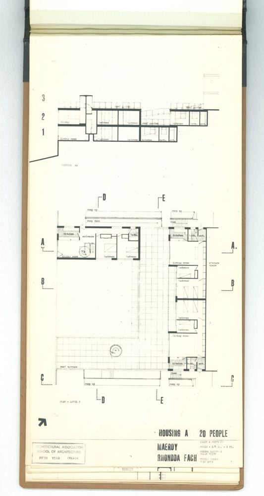 Denise Lakofski and Brian Smith, 'Maerdy Redevelopment, Rhondda Fach'. AA Fifth Year Thesis. The Architectural Archives, University of Pennsylvania. By the gift of Robert Venturi and Denise Scott Brown.