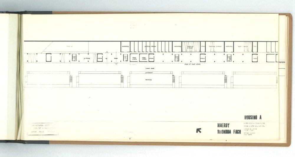 Denise Lakofski and Brian Smith, 'Maerdy Redevelopment, Rhondda Fach'. AA Fifth Year Thesis. The Architectural Archives, University of Pennsylvania. By the gift of Robert Venturi and Denise Scott Brown.