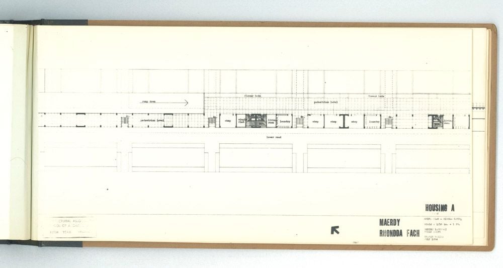 Denise Lakofski and Brian Smith, 'Maerdy Redevelopment, Rhondda Fach'. AA Fifth Year Thesis. The Architectural Archives, University of Pennsylvania. By the gift of Robert Venturi and Denise Scott Brown.