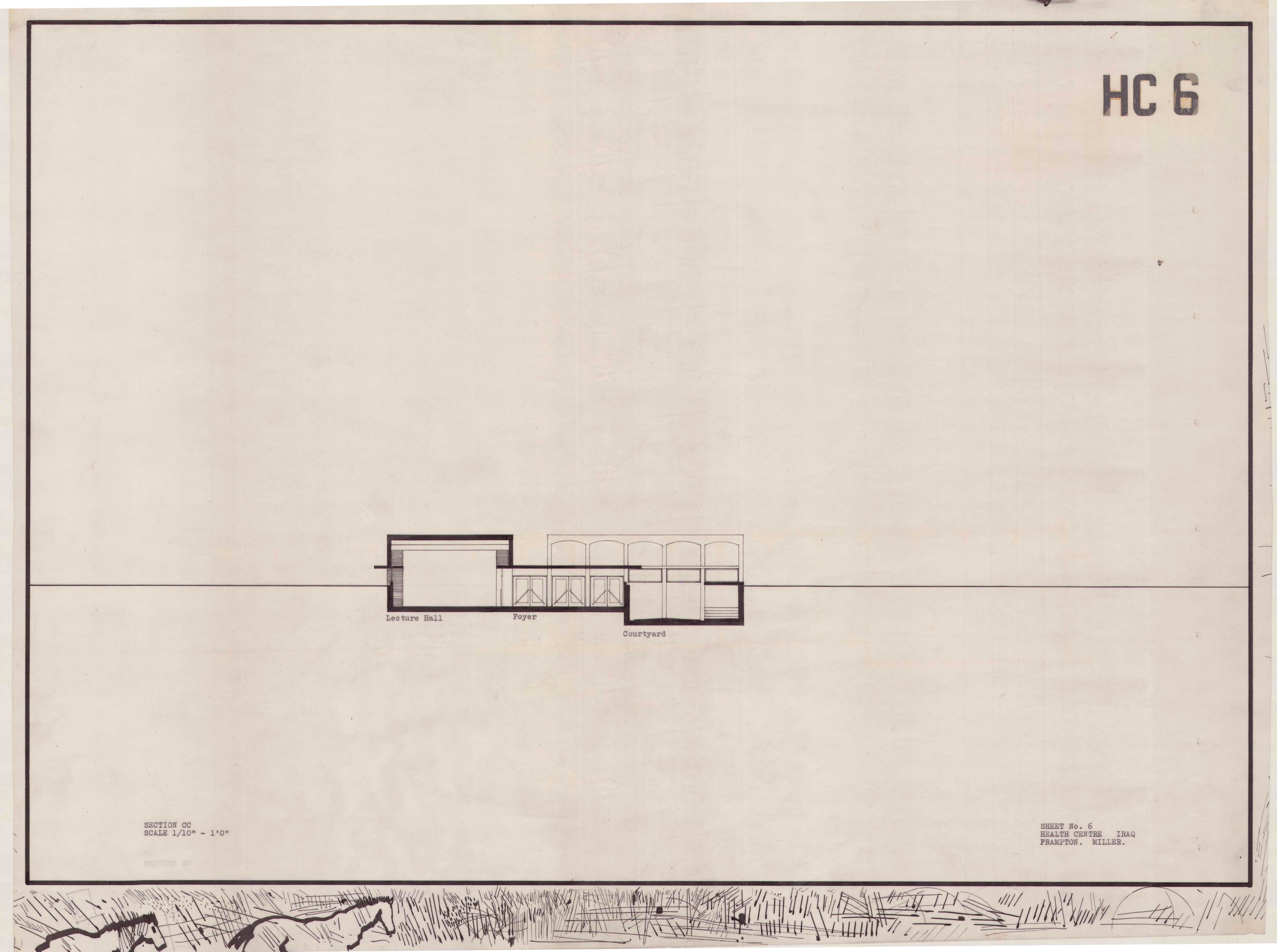 John Miller and Kenneth Frampton, 'Health Centre in Iraq', AA Department of Tropical Architecture, 1955