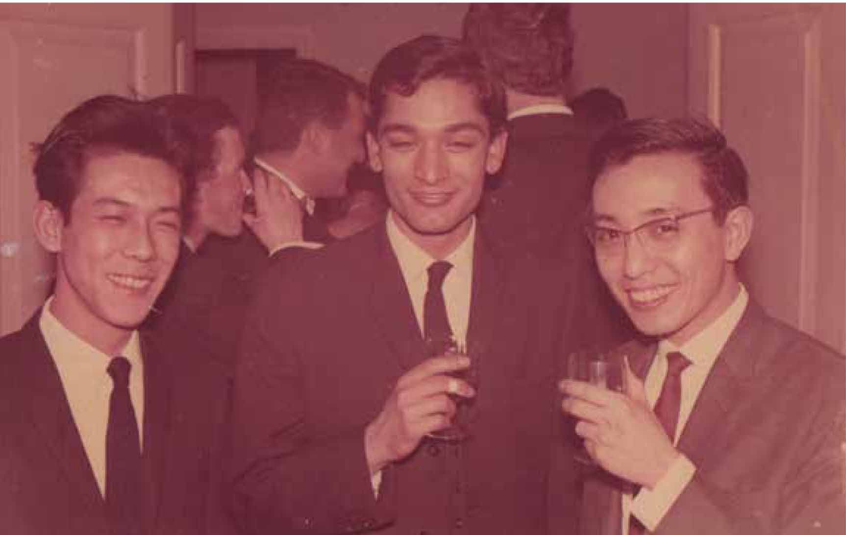 L-R: Denis Ong, Kamil Khan Mumtaz and Ong Chin Bee at Marguerite and Chotu Padamsee’s wedding,  London, 1960.. Photograph: K.K. Mumtaz.