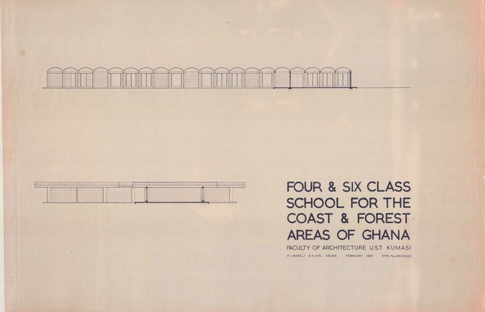 Patrick Wakely, 'Four and Six Class School for the Coast and Forest areas of Ghana'. 1967. AA Archives.