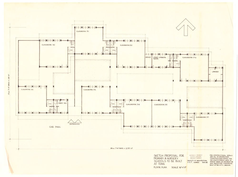 Patrick Wakely. Proposal for Primary and Nursery Schools at Tema, Ghana, 1967. AA Archives.